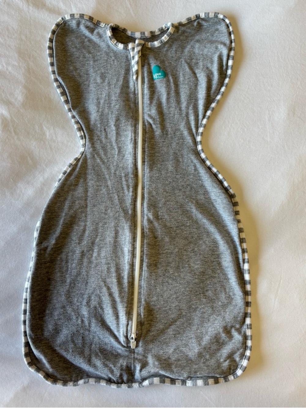 Love to dream Grey Swaddle Sleep Sack with Striped Trim Size Small